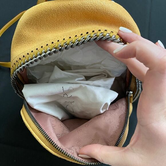 STELLA MCCARTNEY Mini Shaggy Deer Falabella Backpack Mustard Yellow main image 11